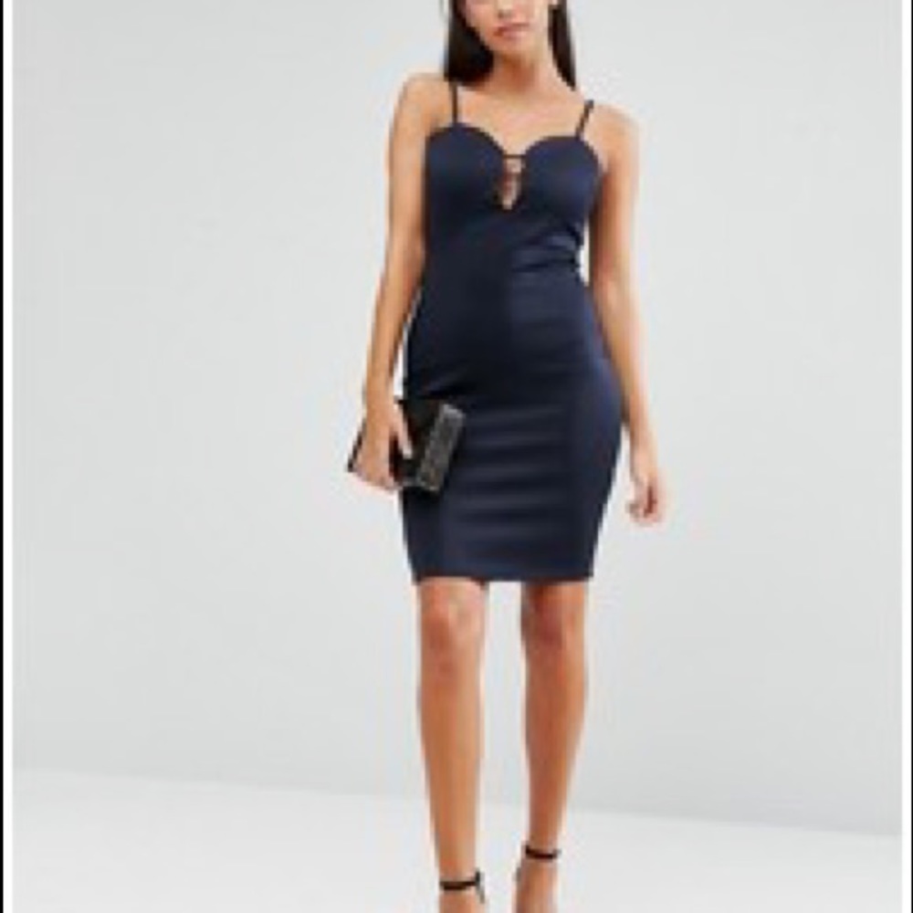 Plunge Front Detail Bodycon Dress